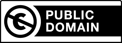 Public Domain Mark, links ein durchgestrichenes C, dann "Public Domain"