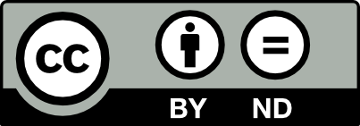 CC BY-ND Lizenz, links CC, danach das BY- und ND-Symbol