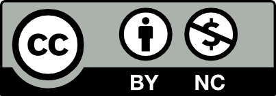 CC BY-NC Lizenz, links CC, danach das BY- und NC-Symbol