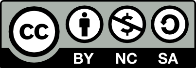 CC BY-NC-SA Lizenz, links CC, danach das BY- , NC- und SA-Symbol